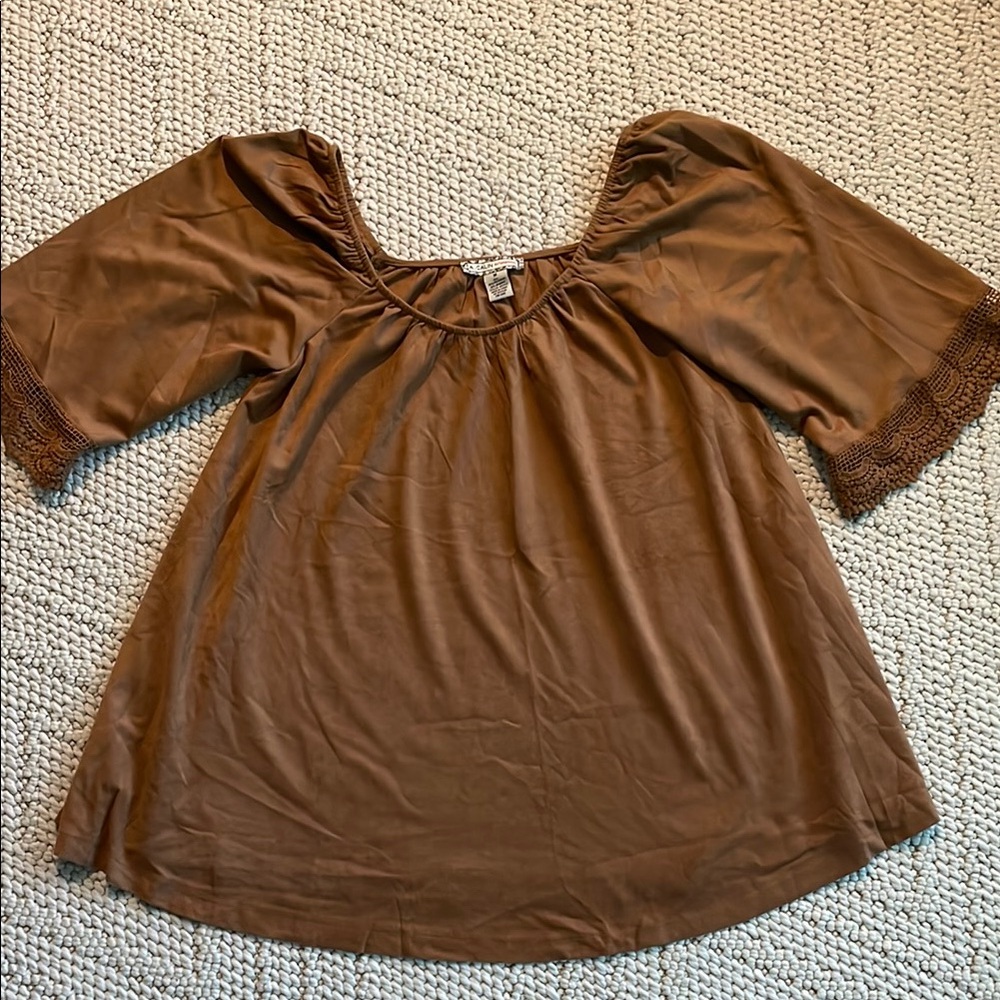 Brown Puff Sleeve Blouse